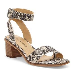 Lucky Brand Loklin Heeled Sandal Snake Print Ankle Strap Chunky Heel Size 6 New